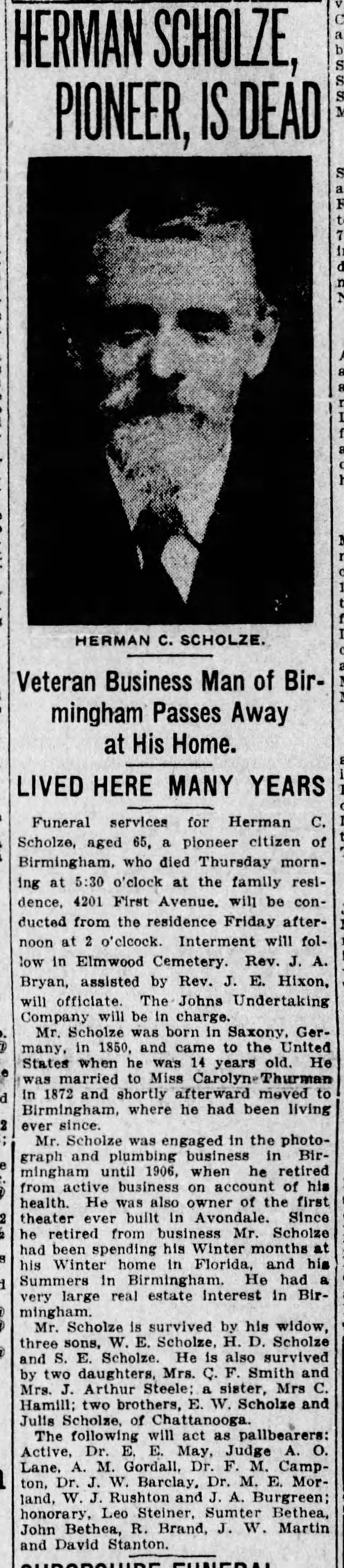 Herman Scholze obituary